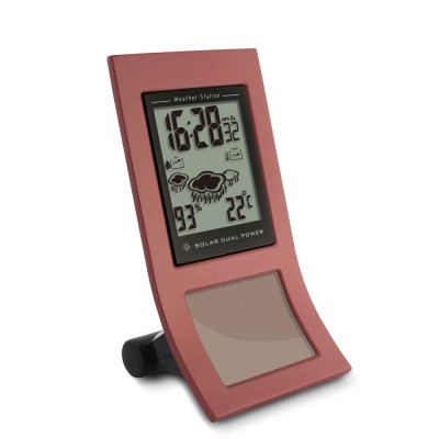 Metal Solar Dual Powered Weather Station Desk Clock