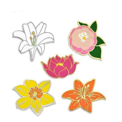 Factory Custom Zinc alloy hard enamel flower lapel pin