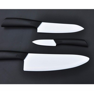 3", 6", 8" WHITE BLADE ZIRCONIUM DIOXIDE CERAMIC KNIFE W/ABS WITH TPR COATING HANDLE